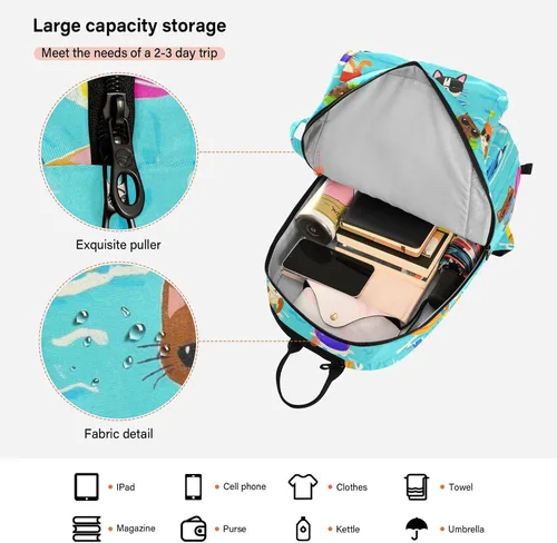 Miniatura 6 de Tenni Badminton Racket Bag Cute Sturdy Cat Dog Swim Summer Blue Cartoon 3 Rackets Badminton Bag Case for Women, Men, Teenagers bolso para raqueta