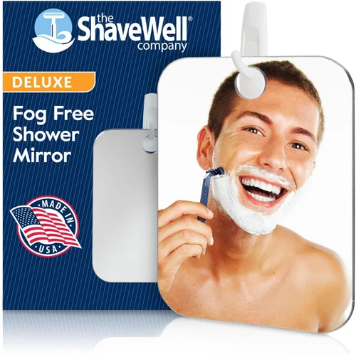 Miniatura 9 de Shave Well - Espejo de afeitado antivaho de viaje, portátil, sin niebla, espejo de ducha colgante con opción de mano para hombres y mujeres, incluye