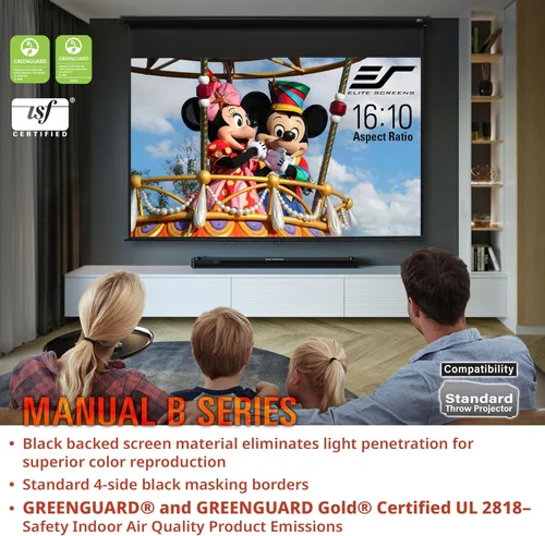 Miniatura 3 de Elite Screens Manual B, pantalla de proyección manual desplegable de 80 pulgadas 4K/8K para cine en casa, juegos, pantalla de proyección M80H Blanco
