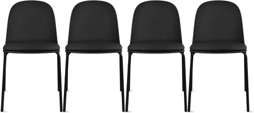 Miniatura 21 de 2xhome Silla de comedor moderna apilable sin brazos Asiento de plástico con patas de metal Uso en interiores o exteriores Patio de cocina