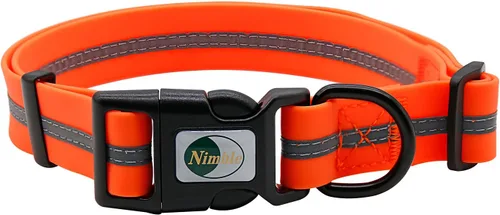 Miniatura 14 de NIMBLE Collar de perro impermeable para mascotas, ajustable, reflectante, duradero, flexible, de nailon con revestimiento de poliéster, collares