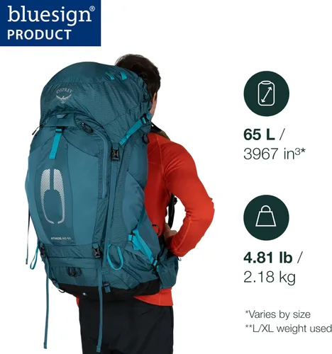 Miniatura 2 de Osprey Atmos AG 65L Mochila de mochilero para hombre, color negro, L/XL