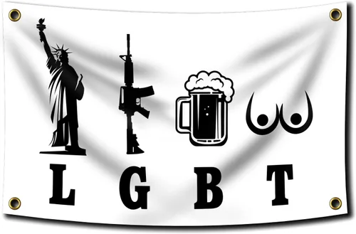 Liberty Guns Beer Tittes - Póster divertido de pared de cueva de hombre duradero de 3 x 5 pies con ojales de latón. Este hermoso cartel entretenido