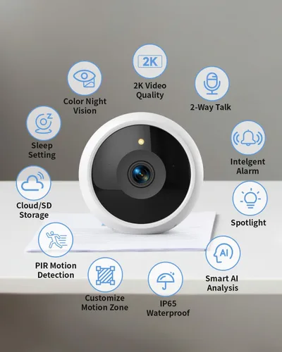 Miniatura 2 de Cámaras de seguridad inalámbricas para exteriores, cámaras WiFi inalámbricas alimentadas por batería 2K para seguridad del hogar, detección