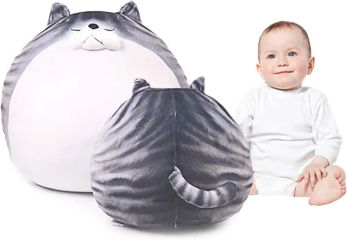 Miniatura 7 de ARELUX Almohada de felpa de gato gordito de 11.8 pulgadas de alto, lindo gatito gordo de peluche, adorable almohada para abrazar, peluche de anime