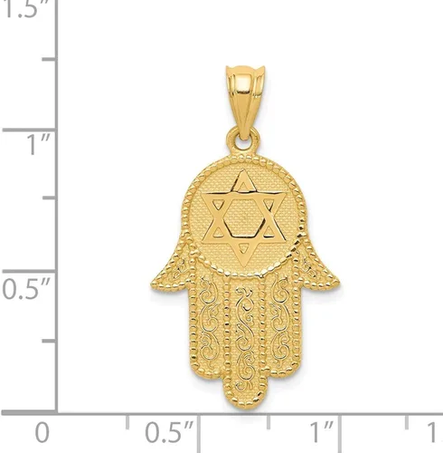 Miniatura 4 de Colgante de oro amarillo macizo de 14 quilates con diseño de estrella de David de la suerte 1024in x 0709in