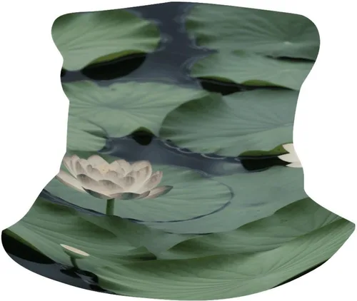 Miniatura 6 de Black Lily Pads - Polaina para el cuello para hombres y mujeres, protección solar UPF 50+, pasamontañas, máscara facial que absorbe la humedad