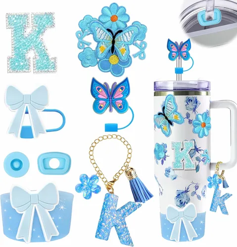 Miniatura 102 de 15 piezas de set de accesorios para vaso Stanley Cup 30oz 40oz con asa, incluye cubierta de pajita de silicona y bota, encanto de asa, encantos