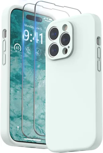 Miniatura 13 de SURPHY Funda diseñada para iPhone 14 Pro Max con protector de pantalla, (con protección de cámara y forro de microfibra suave), funda de silicona