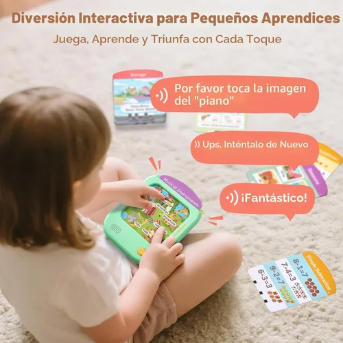 Miniatura 5 de JoyCat Tableta de aprendizaje para niños, aprende a leer con 156 páginas, más de 600 palabras, más de 40 temas, más de 100 juegos interactivos