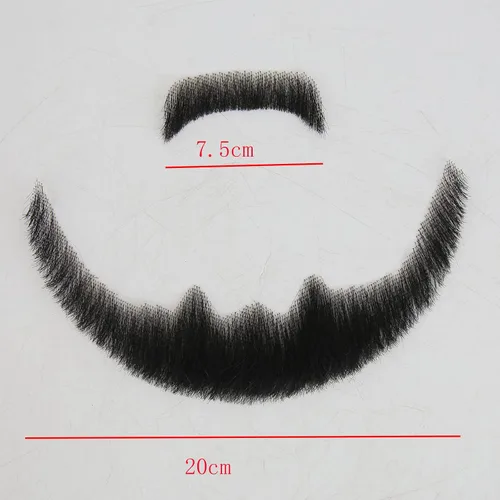Miniatura 4 de Extensión de barba facial de cabello humano, bigote negro, disfraz de barba falsa para adultos y hombres, maquillaje realista de encaje, barbas