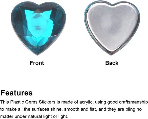 Miniatura 4 de MECCANIXITY 60 calcomanías acrílicas de diamantes de imitación de corazón de 0.315 in con parte trasera plana, gemas de plástico para manualidades