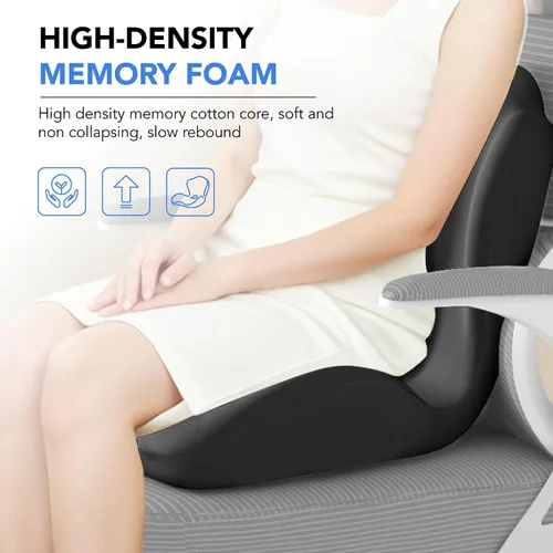 Miniatura 7 de Cojín ergonómico lumbar y de apoyo de asiento, cojín de espuma viscoelástica 2 en 1 con diseño hueco de coxis para silla de oficina, asiento
