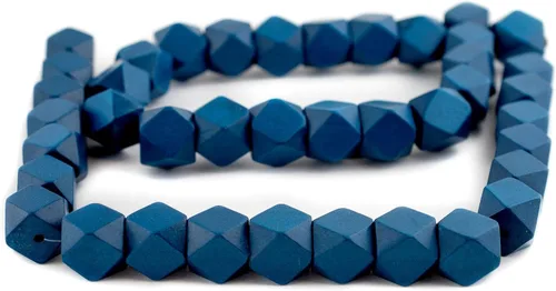 Miniatura 3 de TheBeadChest - Cuentas de madera de cubo sin esquinas azul azul: cuentas orgánicas naturales de corte de diamante de 0.787 in para la fabricación