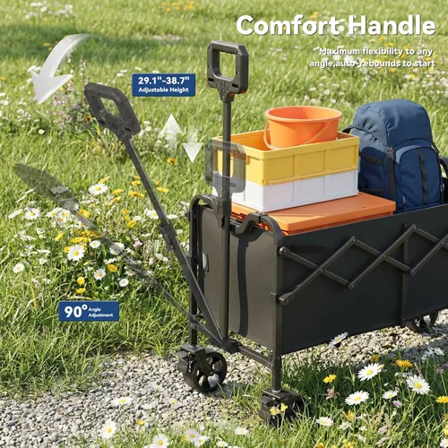 Miniatura 5 de Whitsunday Carro plegable 2 en 1, carros utilitarios resistentes con ruedas grandes todo terreno para campamento, jardín, playa, deportes