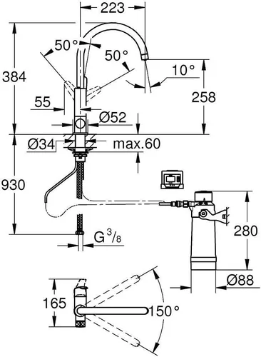 Miniatura 5 de Grohe 30385000 Blue Pure BauCurve - Kit de iniciación (cromado)