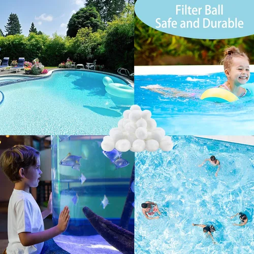 Miniatura 5 de Bolas de filtro de piscina de 3.1 libras, bolas de filtro para bomba de filtro de arena de repuesto para piscina sobre el suelo, medios de filtro