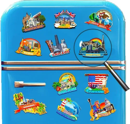 Miniatura 4 de Grand Rapids Michigan USA - Imán de madera para nevera, 3D, monumentos de viaje, coleccionables, recuerdos, decoración hecha a mano, 3455