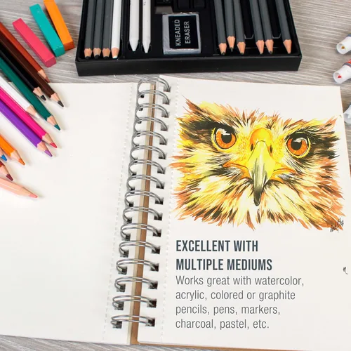 Miniatura 5 de U.S. Art Supply Bloc de papel de acuarela pesado de alta calidad de 5.5 x 8.5 pulgadas, paquete de 3 (30 hojas cada uno), 140 libras (10.58 oz/m²)