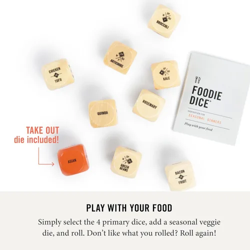 Miniatura 2 de Two Tumbleweeds Foodie Dice - Nueva Edición: Juego de 9 Dados para Inspirar Comidas Creativas de Temporada con Dado de Comida para Llevar - Regalo