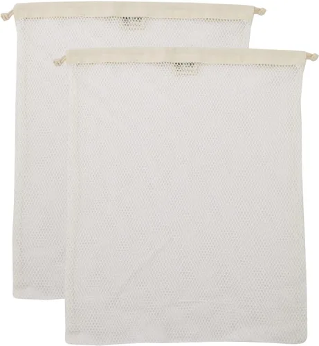 Simple Ecology Bolsa de lavandería de malla de algodón orgánico; bolsas de lavado a máquina para delicadas, lencería y prendas, paquete grande de 2