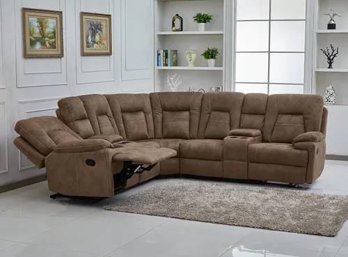 Miniatura 2 de Betsy Furniture Sofá de sala de estar seccional reclinable de microfibra grande en Latte 8038