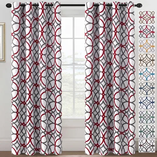 Miniatura 37 de H.VERSAILTEX Cortinas opacas con diseño impreso de 54 pulgadas de largo, juego de 2 paneles de cortinas con aislamiento térmico para dormitorio