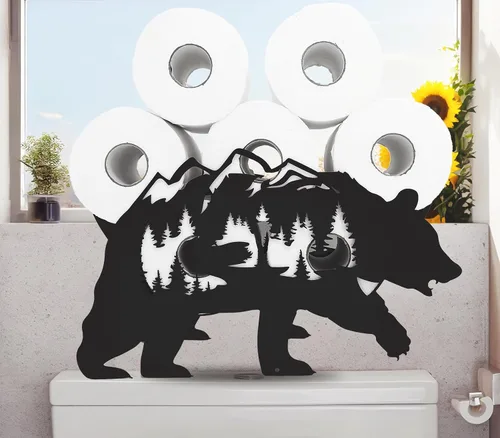 Miniatura 3 de Teaeeno Funny Bear - Soporte de papel higiénico de almacenamiento de animales, para baño, organizador de papel higiénico de animales de metal