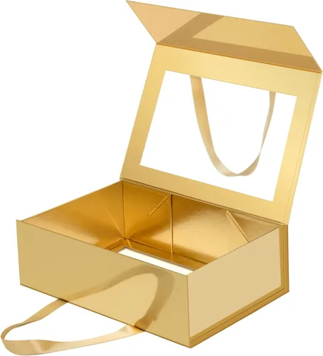 Miniatura 51 de Caja de regalo negra con ventana, caja de regalo magnética transparente para regalo, caja de propuesta de padrino de boda (10.5 x 7.5 x 3 pulgadas)