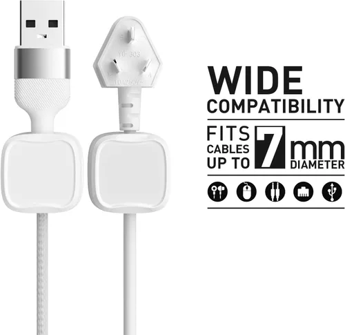 Miniatura 6 de Paquete de 12 clips para cables, organizador de cables, soporte de cable para mesita de noche, organizador de cables magnético, soporte de cable