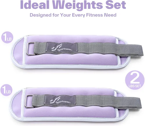 Miniatura 4 de Sportneer Pesas de tobillo para muñeca, par de pesas de 1/2/4/6/10 libras para hombres, mujeres, niños, entrenamiento de fuerza, juego de pesas