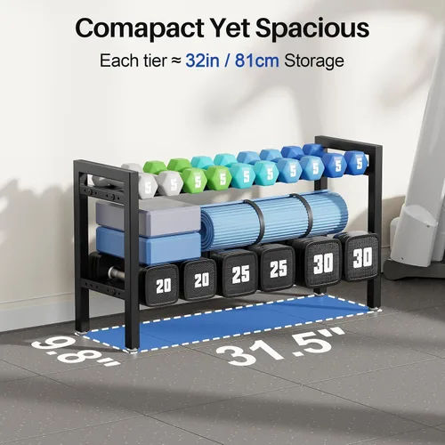Miniatura 2 de Dumbbell Rack 2-Tier Adjustable Weight Rack For Home Gym Dumbbells Kettlebell (Rack Only)