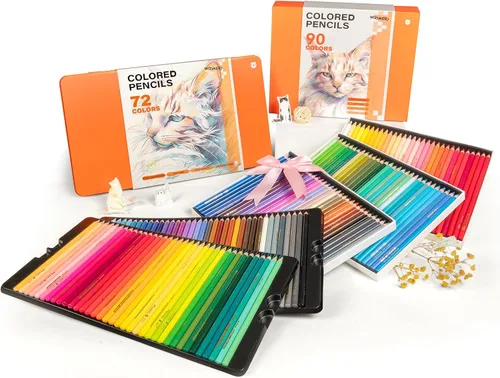 Miniatura 9 de Woomer Juego de lápices de colores de 133 colores, núcleo suave y liso, lápices de artistas de alto pigmento, 72 latas de metal + caja de 90 cajones