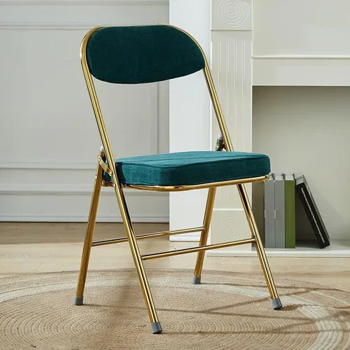 Sillas de comedor modernas, silla auxiliar tapizada para el hogar, con acabado mate, silla de comedor plegable con respaldo abierto, silla sin Verde