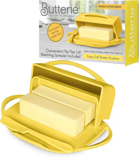 Miniatura 21 de Butterie Mantequillera con Tapa Abatible y Cuchillo a Juego, Contiene 2 Barras/Mantequilla Europea, Soporte para Mantequilla Sin Derrames