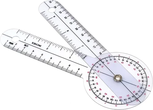 Miniatura 5 de Goniómetro, regla angular ortopédica transparente, goniómetro de plástico de 360 grados para cinta métrica corporal, goniómetro, regla