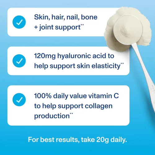 Miniatura 7 de Vital Proteins - Péptidos de colágeno en polvo avanzados con ácido hialurónico y vitamina C, suplementos de colágeno, sin sabor, 12 porciones