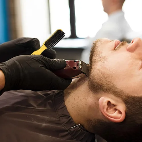Miniatura 7 de CGBARBER Juego de 3 piezas de peine de metal y cepillos de peluquería, acero inoxidable para hombres y mujeres, corte de pelo, parte superior plana