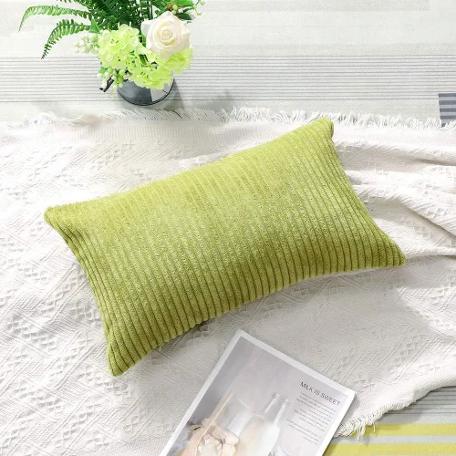 Miniatura 5 de Artscope Fundas de almohada de pana a rayas acogedoras súper suaves decorativas oblongas fundas de almohada decorativa fundas de cojín para sofá