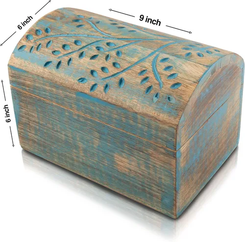 Miniatura 3 de Grandes ideas de regalo de cumpleaños joyero y organizador de madera decorativo hecho a mano, cofre del tesoro de recuerdo, caja de reloj