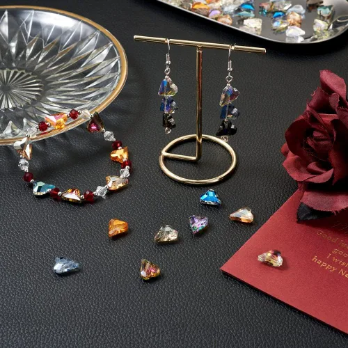 Miniatura 4 de 180 cuentas de cristal galvanizadas con forma de corazón de amor, cuentas espaciadoras de corazón pequeño, cuentas transparentes para San Valentín