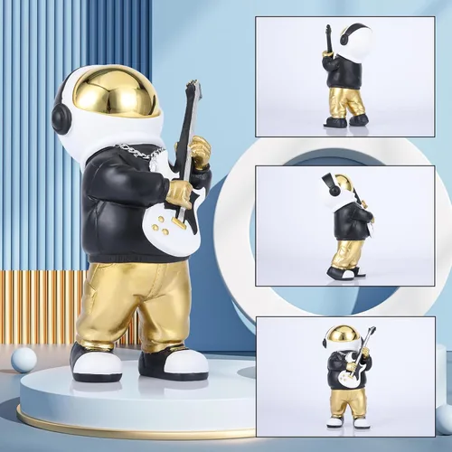 Miniatura 3 de Figura de astronauta, escultura de astronauta en oro negro, estatua de astronauta, regalo para niños, decoración de habitación para hombres, hogar