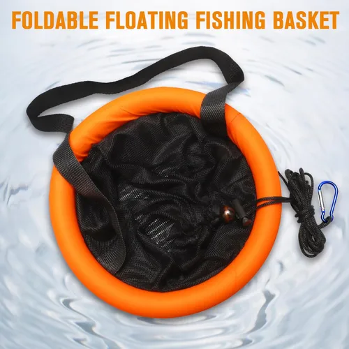 Miniatura 2 de Dovesun Cesta de Pesca Flotante, Red de Pesca Plegable Portátil de Malla de Nylon Red de Almacenamiento de Señuelos Revestida de Nylon