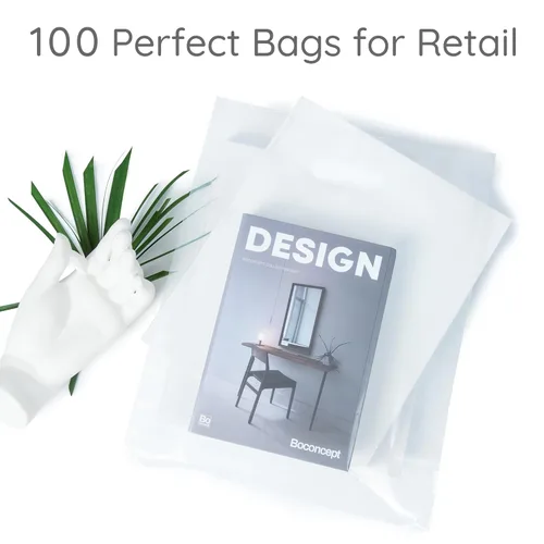 Miniatura 2 de 100 bolsas transparentes con asas de 12 x 15 pulgadas, ideales para mercancías, venta al por menor y compras, bolsas de regalo de plástico de 2 mil