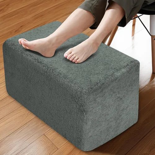 Miniatura 10 de Puf otomano rectangular, puf de relleno con relleno de trozos de espuma, suave forro polar coral peludo, otomana multiusos para sala de estar, blanco