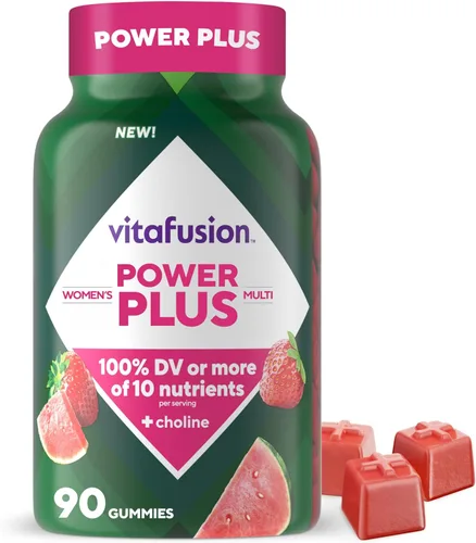Vitafusion Power Plus Gomitas Multivitamínicas para Mujeres, 100% del Valor Diario o Más de 10 Nutrientes, Ayuda a Apoyar los Nervios, el