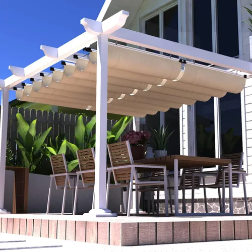 Miniatura 2 de 7'×12' Toldo de pérgola retráctil para reemplazo de dosel de pérgola, toldo deslizante con hardware de cable para toldo de patio, pórtico, garaje