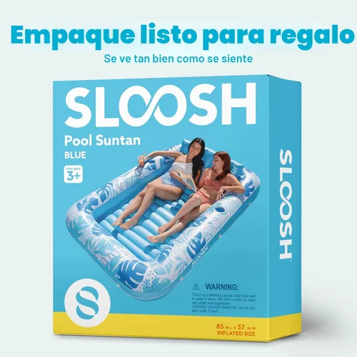 Miniatura 8 de Flotador inflable para piscina de bronceado Sloosh, 85" x 57" Flotadores de piscina extra grandes para adultos con almohada, 4 en 1 balsa de baño
