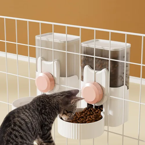 Miniatura 7 de Jaula colgante dispensador automático de botellas de agua para mascotas pequeñas, alimentador automático de 1 litro de gravedad para mascotas y Rosa