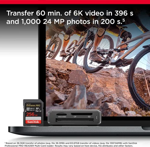 Miniatura 4 de SanDisk 256GB Extreme PRO SDXC UHS-II Tarjeta de memoria - C10, U3, V60, 6K, 4K UHD, Tarjeta SD - SDSDXEP-256G-GN4IN